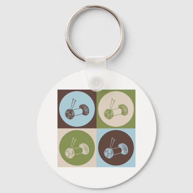 Pop Art Knitting Keychain (Front)
