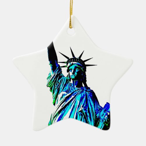 Pop Art Lady Liberty Ceramic Ornament