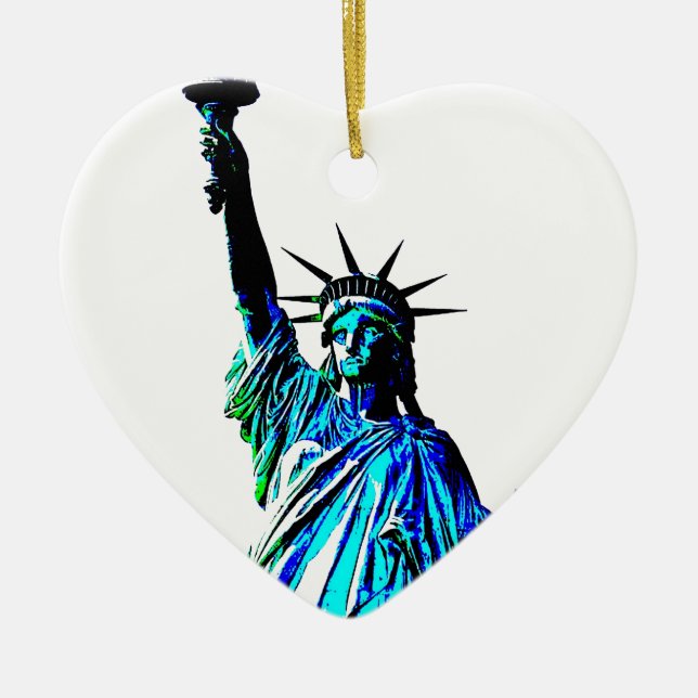 Pop Art Lady Liberty Ceramic Ornament (Front)