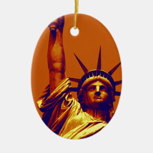 Pop Art Lady Liberty Ceramic Ornament