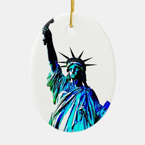 Pop Art Lady Liberty Ceramic Ornament