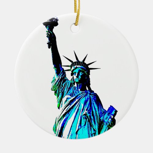 Pop Art Lady Liberty Ceramic Ornament