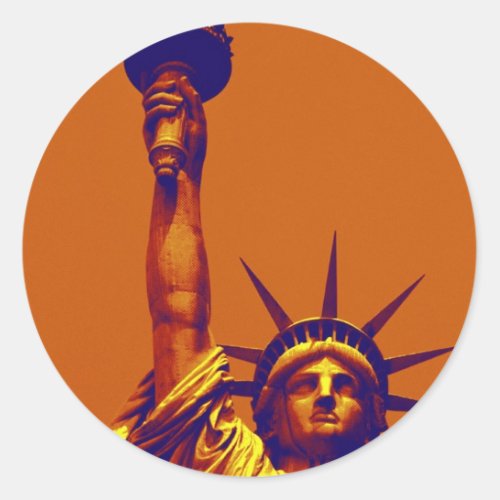 Pop Art Lady Liberty Classic Round Sticker