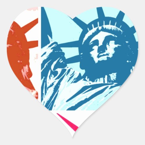 Pop Art Lady Liberty Heart Sticker