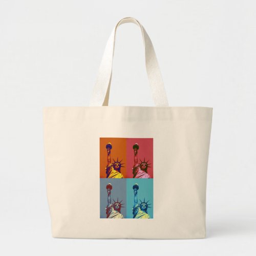 Pop Art Lady Liberty Large Tote Bag