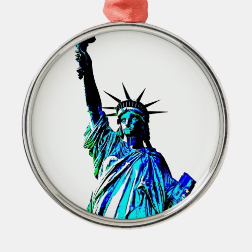 Pop Art Lady Liberty Metal Ornament