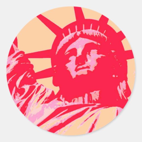 Pop Art Lady Liberty New York City Classic Round Sticker