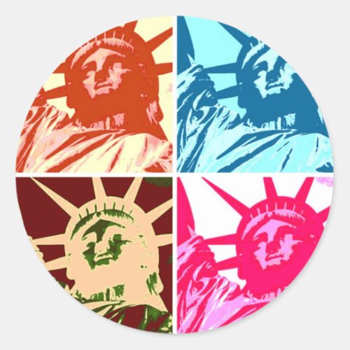 Pop Art Lady Liberty New York City Classic Round Sticker