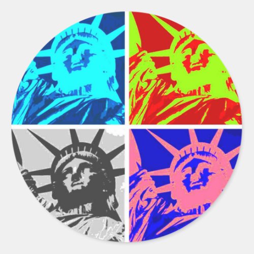 Pop Art Lady Liberty New York City Classic Round Sticker