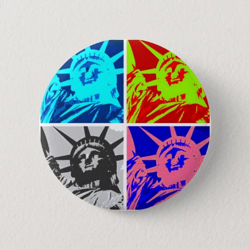 Pop Art Lady Liberty New York City Pinback Button