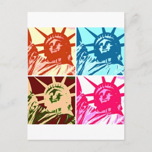 Pop Art Lady Liberty New York City Postcard