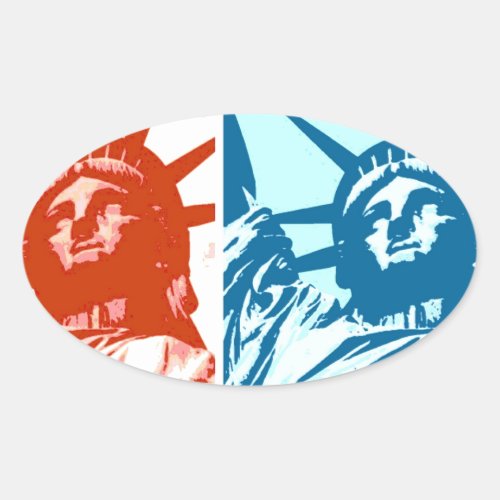 Pop Art Lady Liberty Oval Sticker