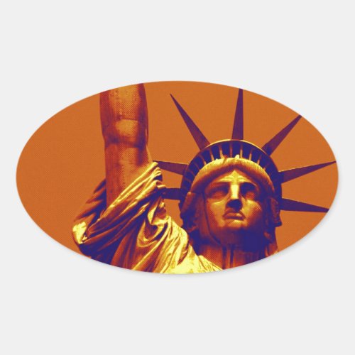 Pop Art Lady Liberty Oval Sticker