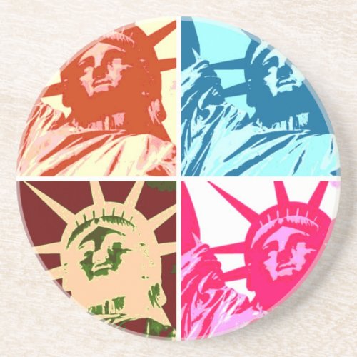 Pop Art Lady Liberty Sandstone Coaster