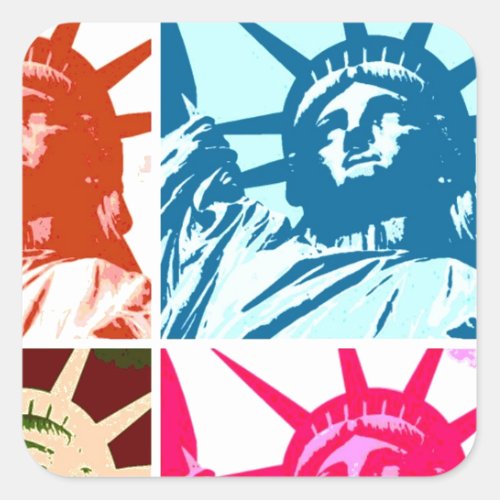 Pop Art Lady Liberty Square Sticker