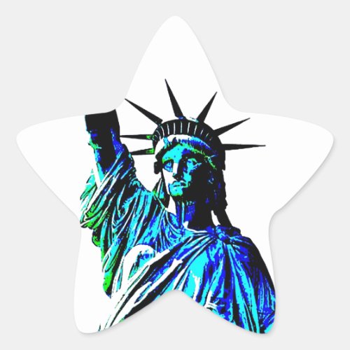 Pop Art Lady Liberty Star Sticker