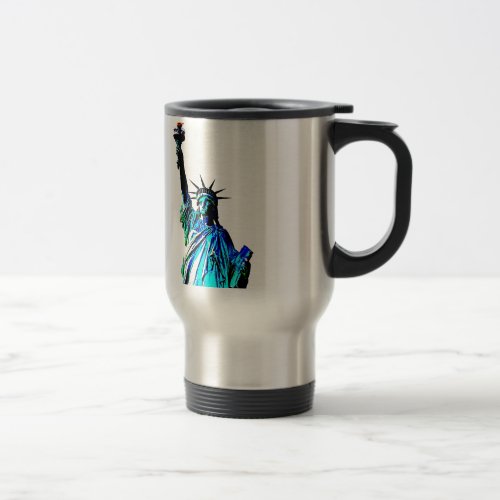 Pop Art Lady Liberty Travel Mug