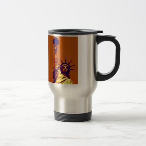 Pop Art Lady Liberty Travel Mug