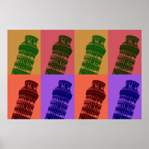 Pop Art Leaning Tower of Pisa Italy Travel Poster