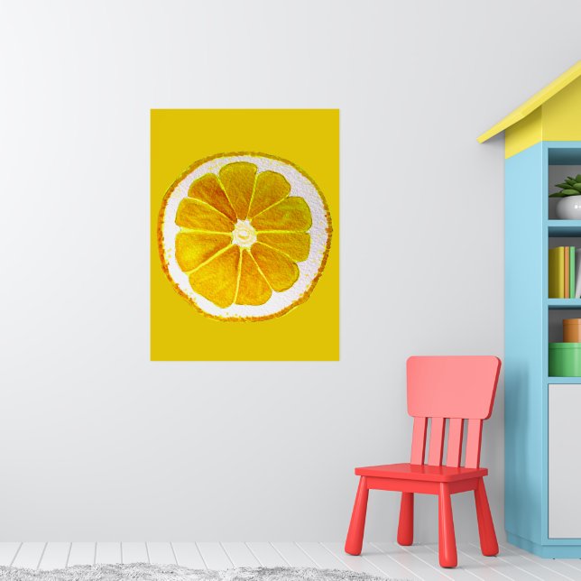 Pop art lemon fruit slice original watercolour poster | Zazzle