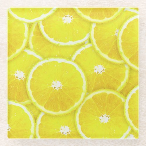 Pop Art Lemon Slices Glass Coaster