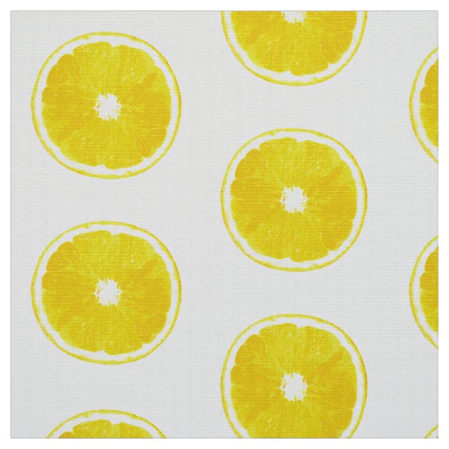 Pop Art Lemon Slices - white background Fabric (Swatch)