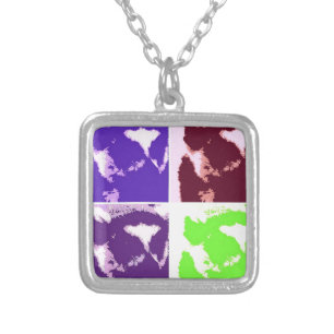 Pop Art Lemurs Silver Plated Necklace