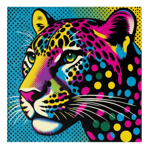 Pop Art Leopard 12 x 12 Acrylic Wall Art