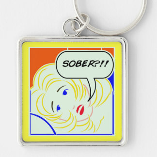 Pop art Lichtenstein style Sober Keychain