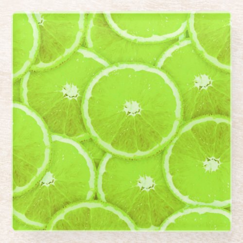 Pop Art Lime Slices Glass Coaster