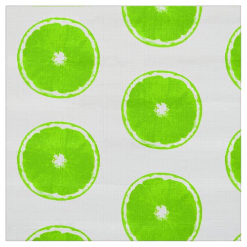 Pop Art Lime Slices _ white background Fabric