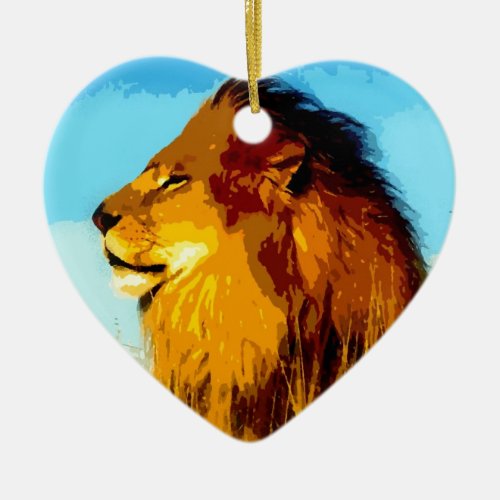 Pop Art Lion Ceramic Ornament