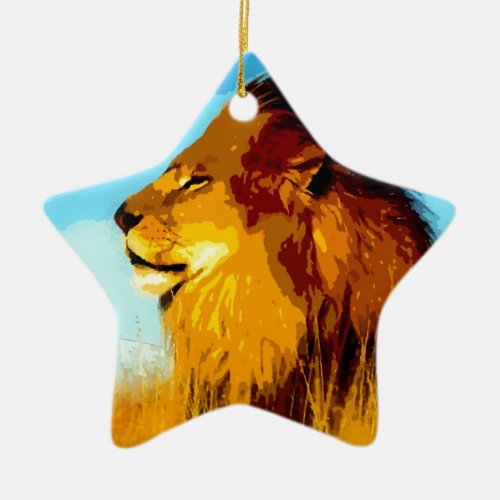 Pop Art Lion Ceramic Ornament