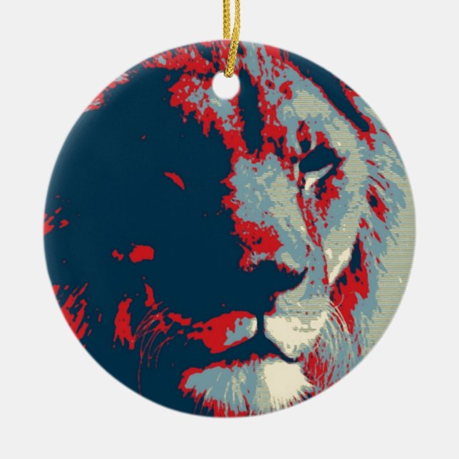 Pop Art Lion Ceramic Ornament (Front)
