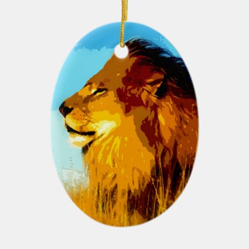 Pop Art Lion Ceramic Ornament