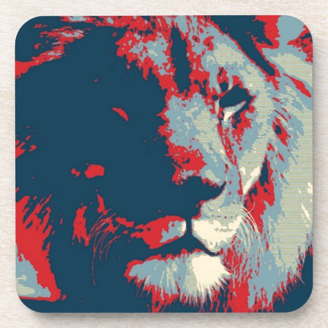 Pop Art Lion Drink Coaster (Front)