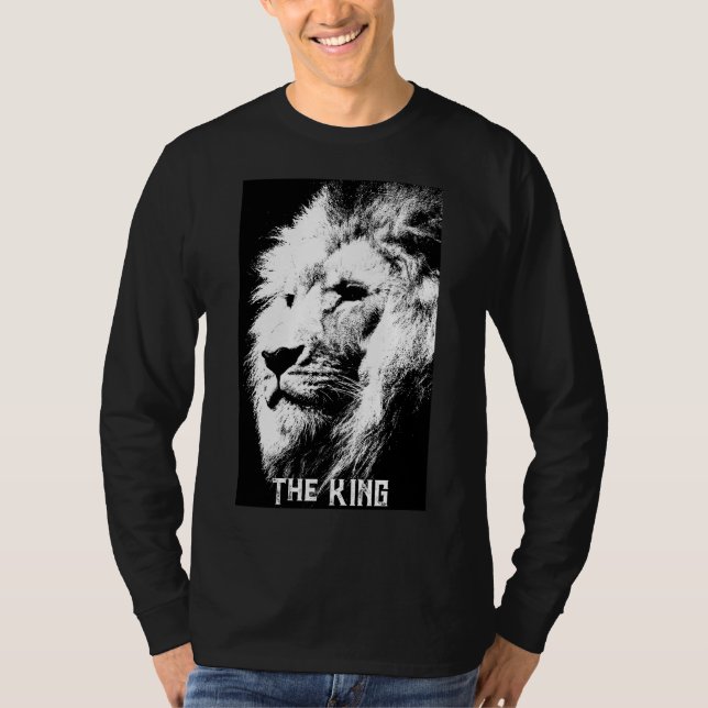 Pop Art Lion Elegant Modern Black And White Men's T-Shirt (Front)