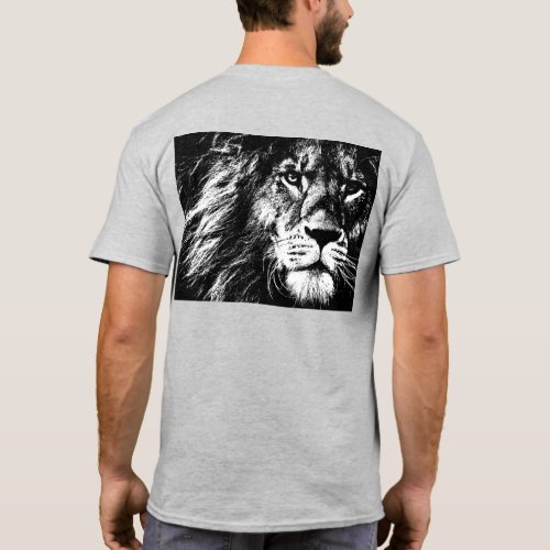 Pop Art Lion Face Back Side Print Template Mens T_Shirt
