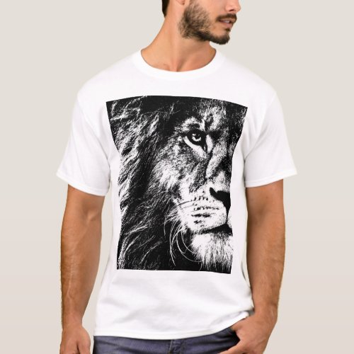 Pop Art Lion Face Template Modern Elegant Mens T_Shirt
