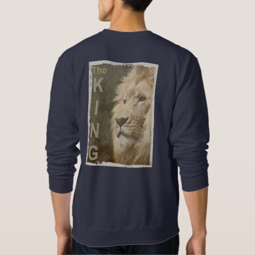Pop Art Lion Head The King Back Design Print Mens Sweatshirt