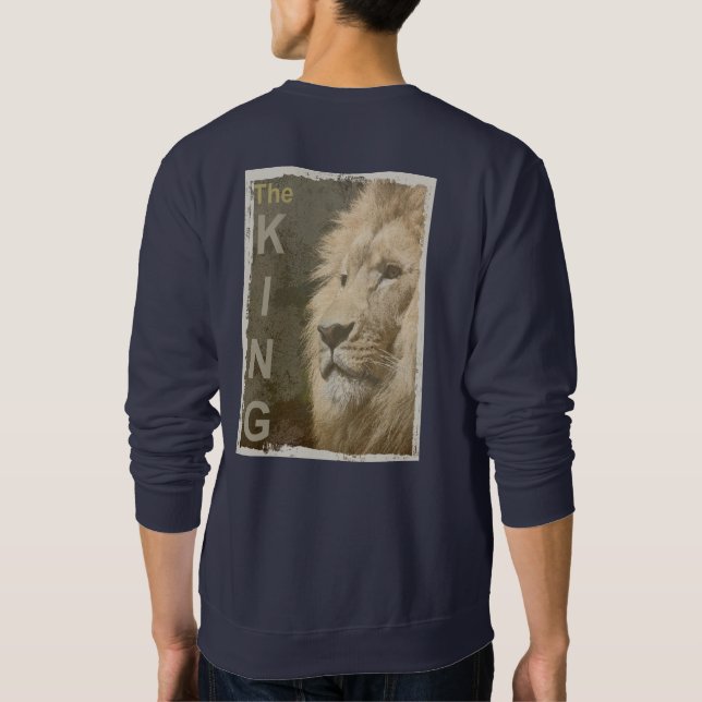 Pop Art Lion Head The King Back Design Print Men's Sweatshirt (Back)