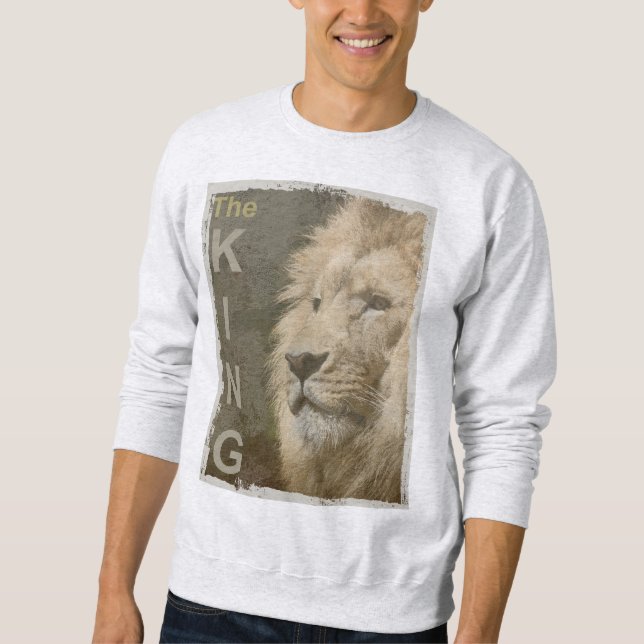 Pop Art Lion Head The King Modern Elegant Mens Sweatshirt (Front)