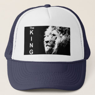Pop Art Lion Head White Navy Blue Elegant Modern Trucker Hat
