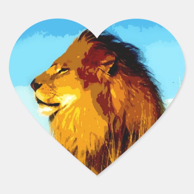 Pop Art Lion Heart Sticker (Front)