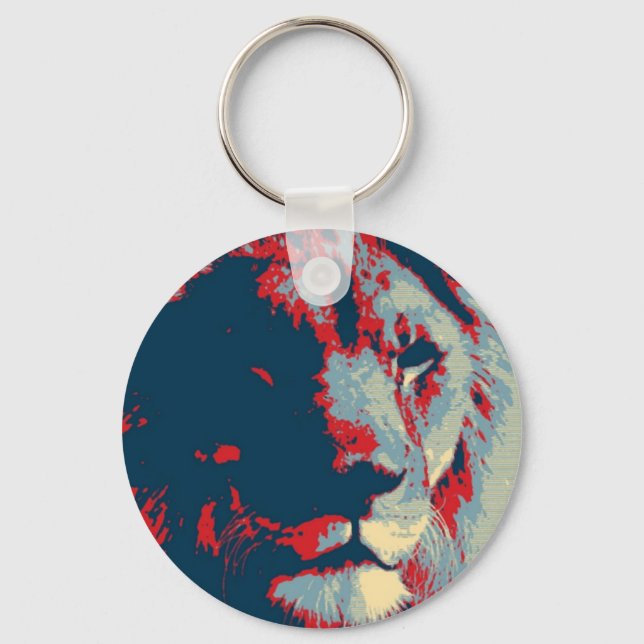 Pop Art Lion Keychain (Front)