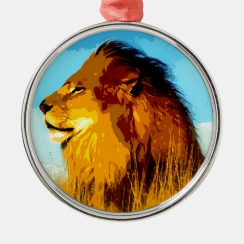 Pop Art Lion Metal Ornament