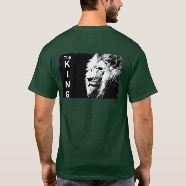 Pop Art Lion Modern Template Deep Forest Green T-Shirt (Back)
