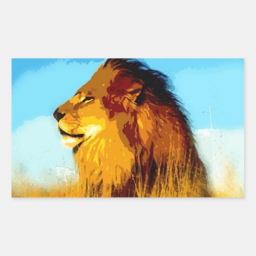 Pop Art Lion Rectangular Sticker