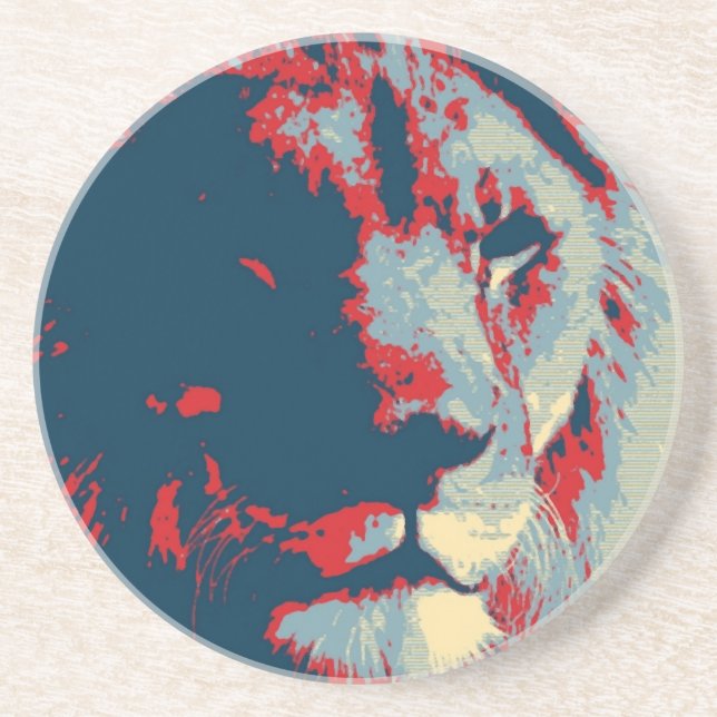 Pop Art Lion Sandstone Coaster (Front)