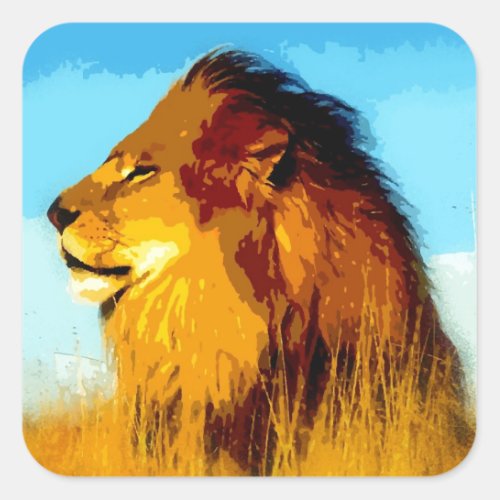 Pop Art Lion Square Sticker